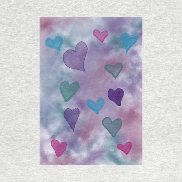 Tie die heart pattern purple teal pink blue by system51